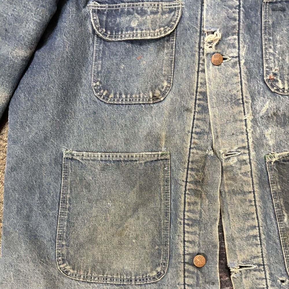 Vintage Big Ben USA Made Mens 48 Denim Barn Chore Coat Blanket Lined - Picture 10 of 16